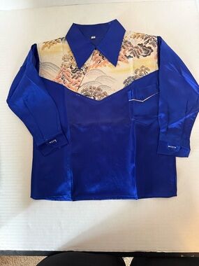 Vintage Satin souvenir shirt, vintage 1940s Japanese